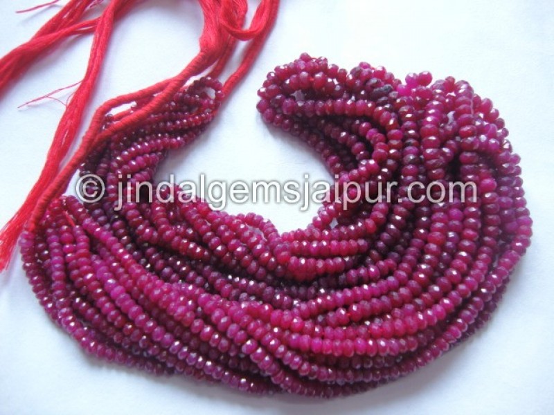 Ruby Faceted Roundelle Beads